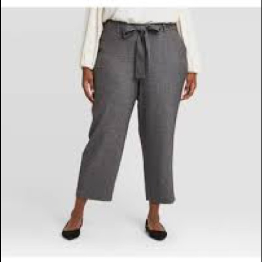 Women's Gray Tie-Waist Pants